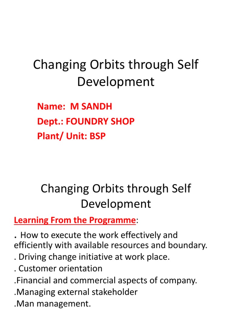 Self Development for Workplace Change | PDF