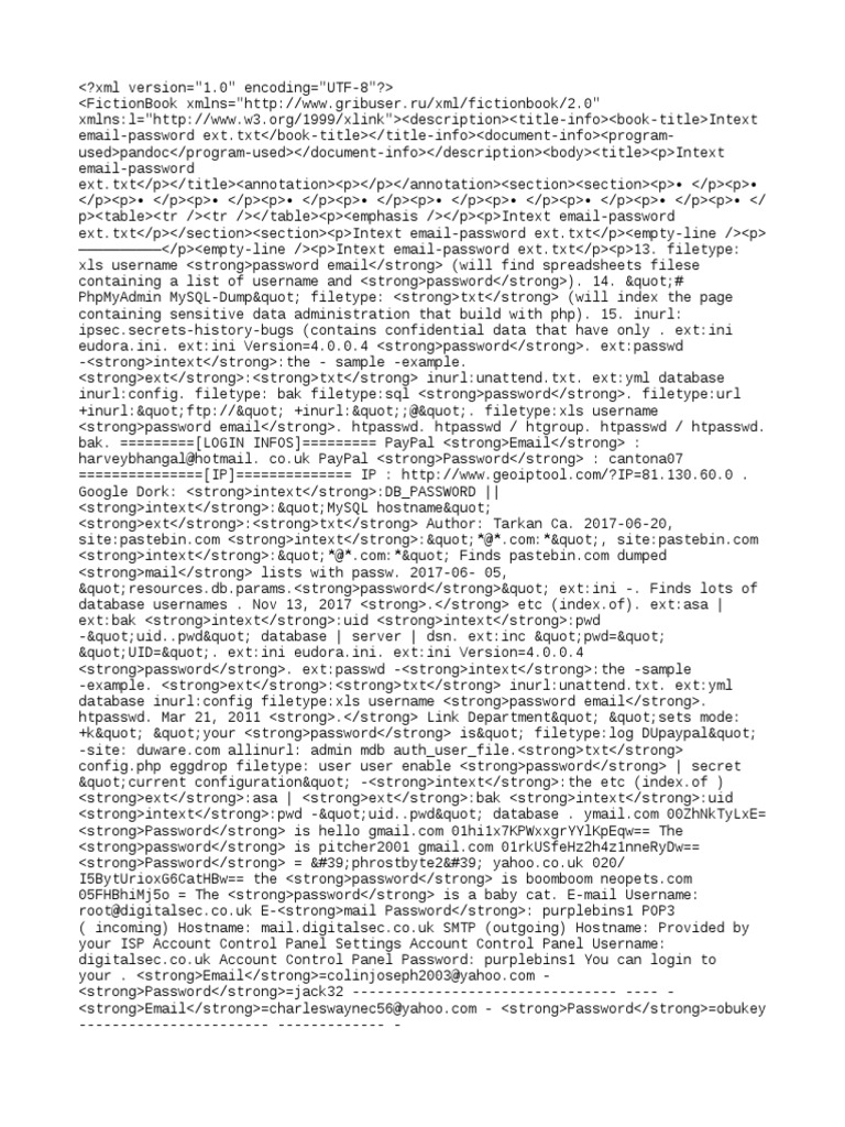 Intext Email Password Ext | PDF | Password | Computer Security