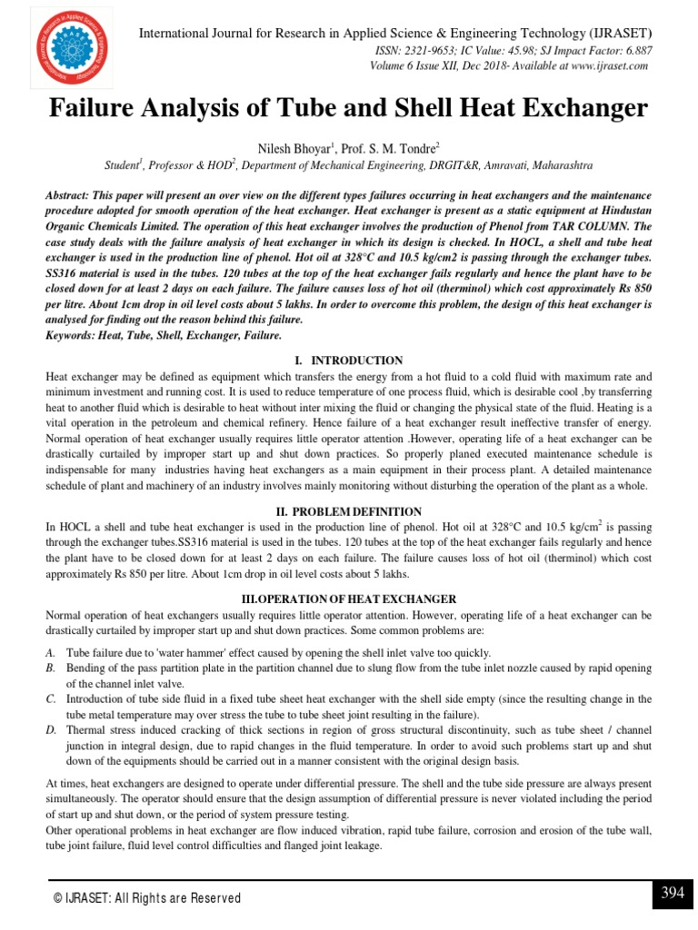 Failure Analysis of Tube and Shell Heat Exchanger | PDF | Wear | Corrosion