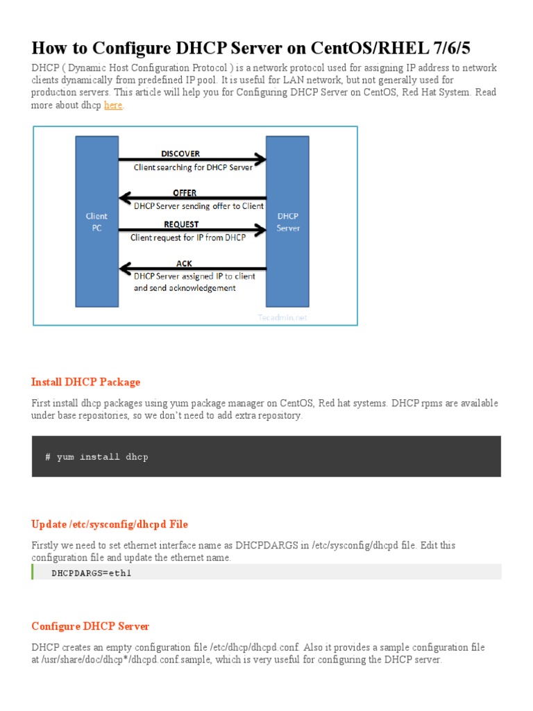 How To Configure DHCP Server On CentOS | PDF | Domain Name System | Ip  Address