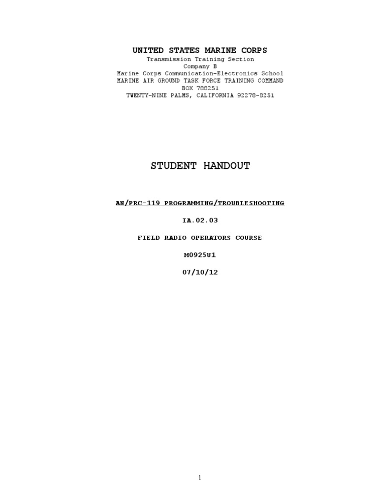 AN/PRC-119 Radio Programming Guide | PDF | Telecommunications ...