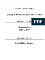 Canning of Poultry Meat and Meat Products: Assignment Topic
