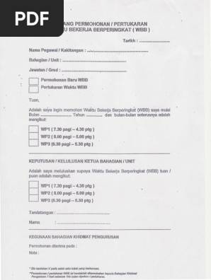 Borang Permohonan Pertukaran Waktu Bekerja  PDF