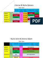 Student Timetable for Core Subjects