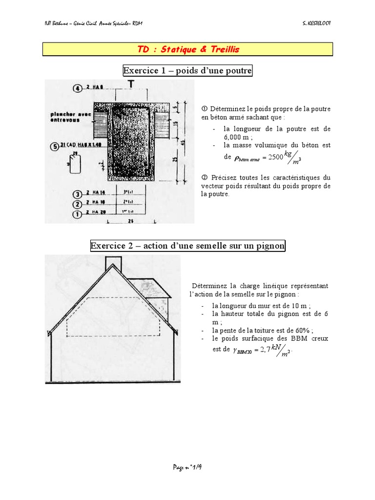 Exercices de Statique et Treillis RDM | PDF | Treillis (assemblage ...