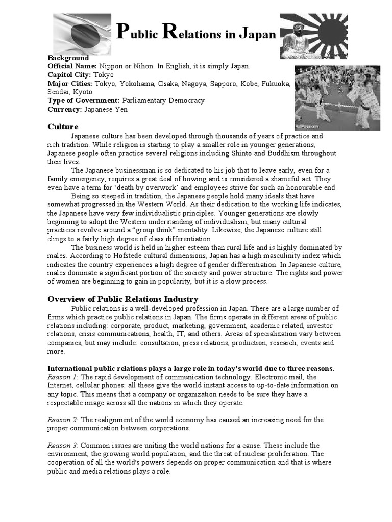 Public Relations in Japan PDF Public Relations Japan