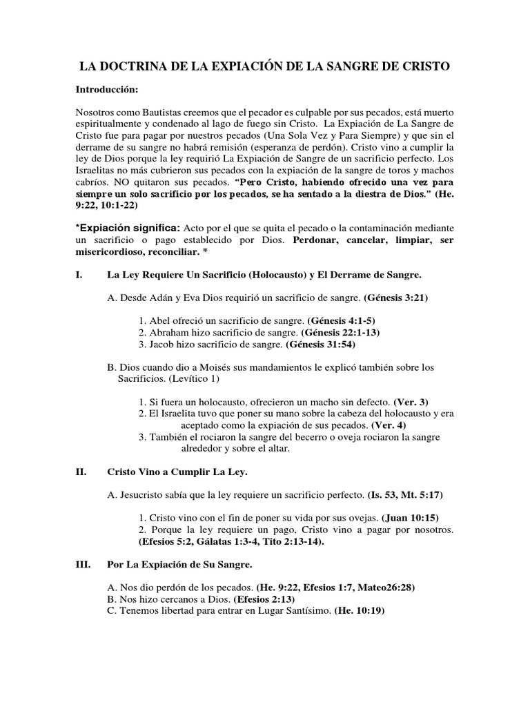 Expiación de Sangre en la Doctrina Bautista | PDF | Pecado | Contenido ...