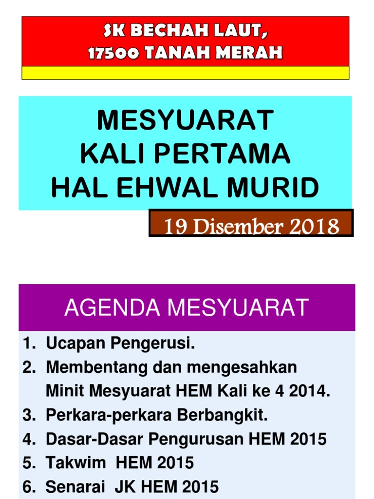 Mesyuarat Hem Pertama Sk Bechah Laut Pdf