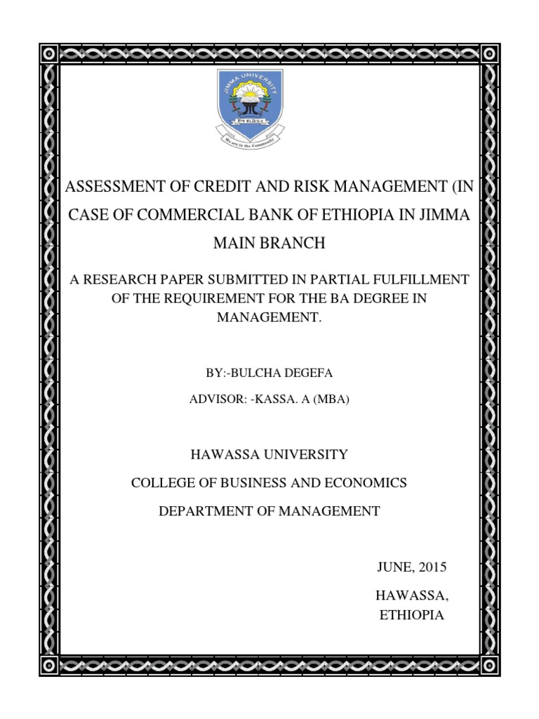 Assessment of Credit and Risk Managemen1 | PDF | Credit | Finance ...