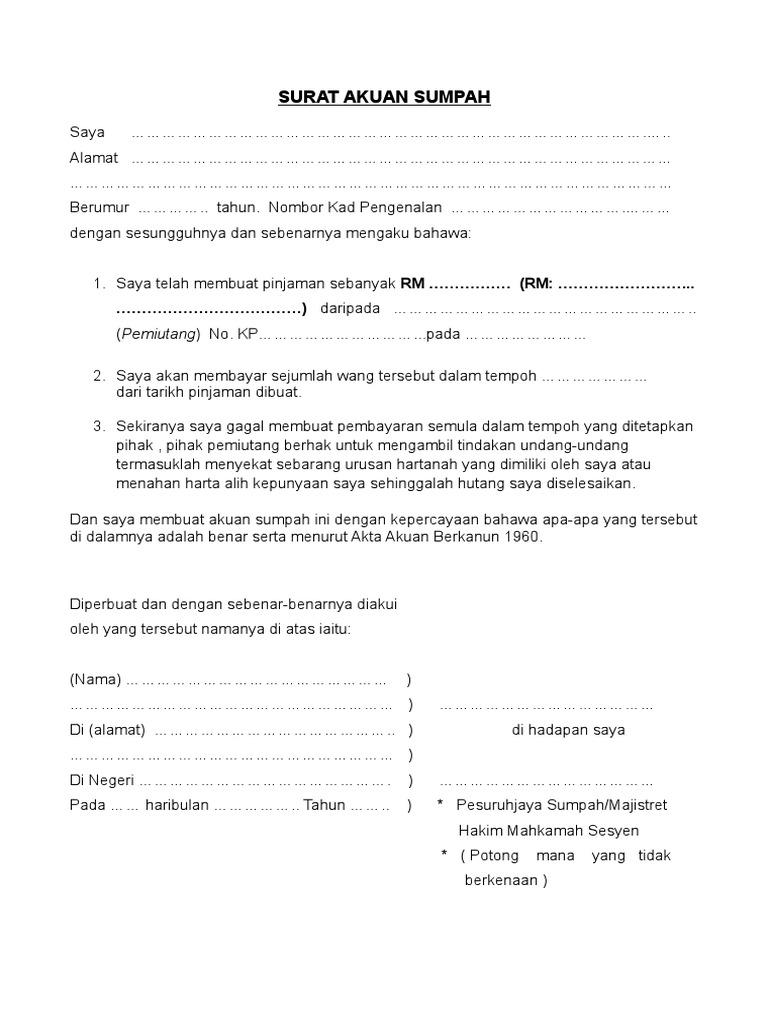 1 Borang Akuan Sumpah 1 Mempunyai Syarikat Perniagaan Sendiri