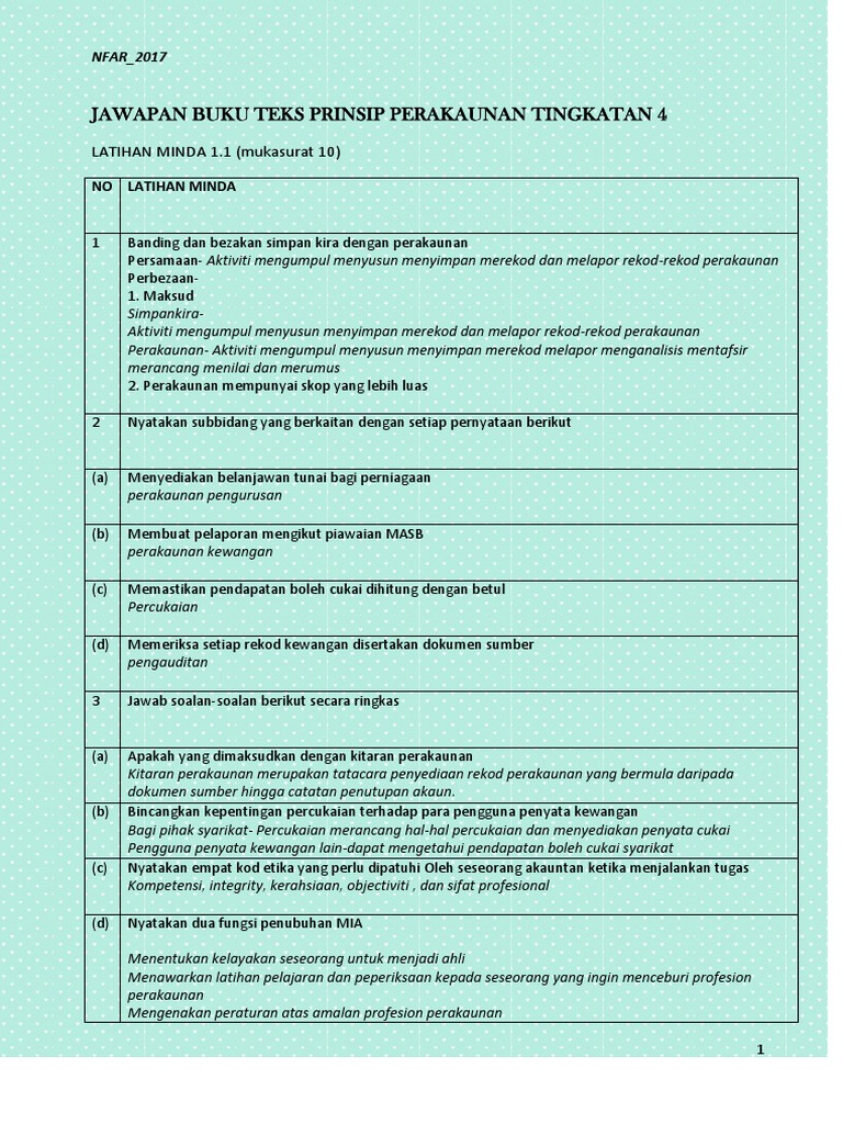 Jawapan Buku Teks Prinsip Perakaunan Tingkatan 4