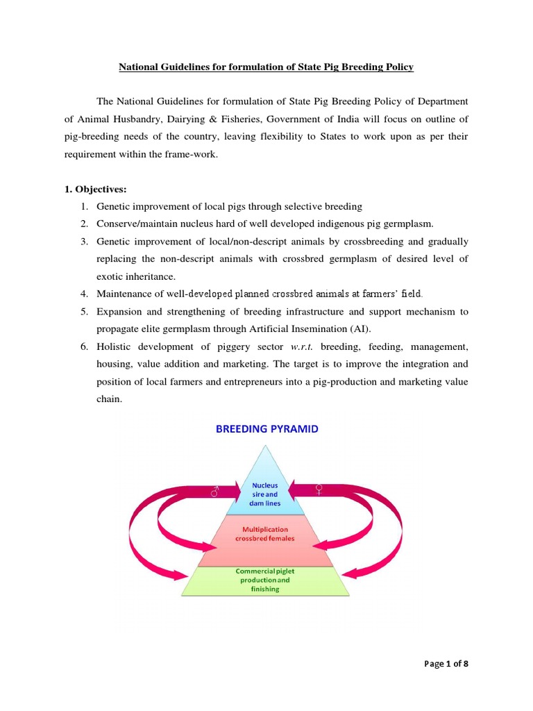 National Guidelines For Formulation of State Pig Breeding Policy India ...