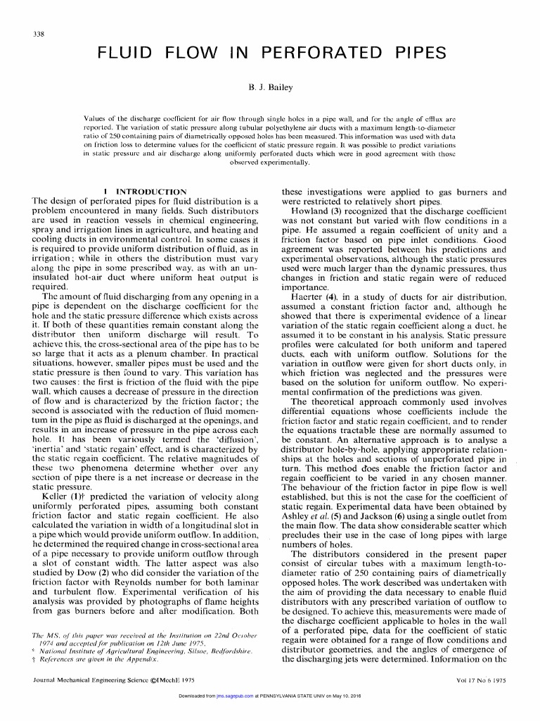 Perforated Pipe Flow Rate Analysis | PDF | Fluid Dynamics | Reynolds Number