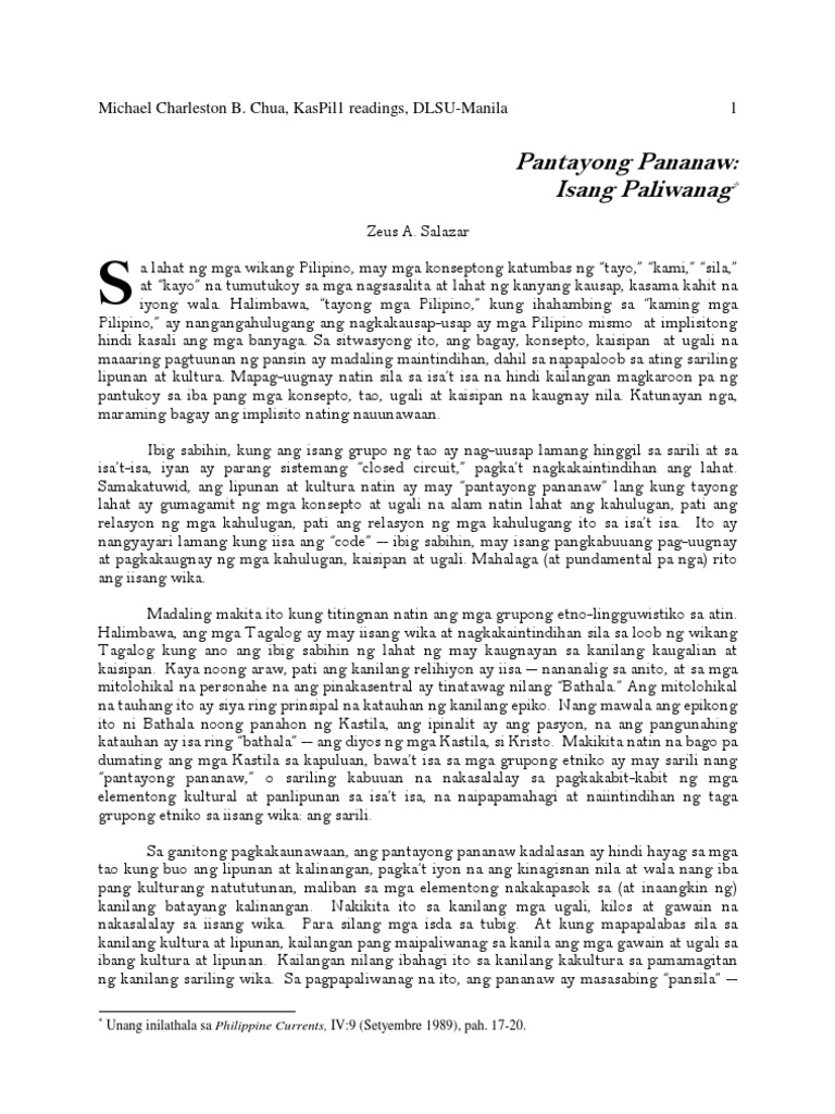 Zeus Salazar Pantayong Pananaw Isang Paliwanag