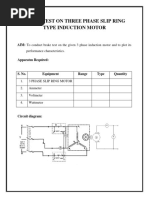 Brake Test On Three Phase Slip Ring Type Induction Motor