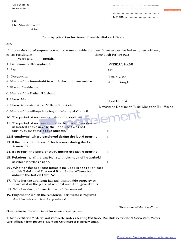 Application for Residential Certificate | PDF | Government Information ...
