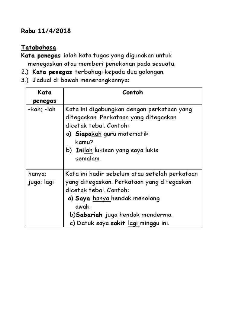 Kata Penegas Kata Penegas