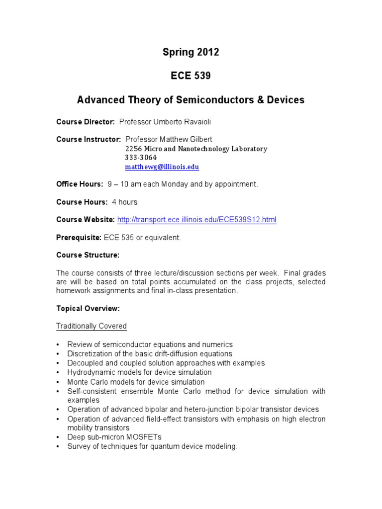 Advanced Semiconductor Theory Course | PDF | Transistor | Electronic ...