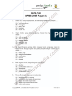 Biologi SPMB 2007 Rayon A PDF