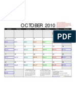 October 2010 Res Life Calendar