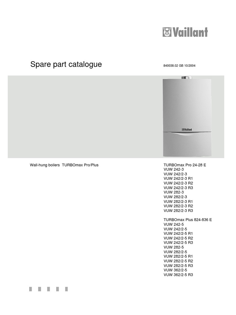 Vaillant TURBOmax Spare Parts Guide PDF Valve Gas Technologies