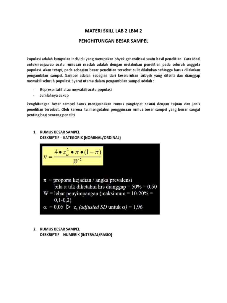 Rumus Penghitungan Besar Sampel | PDF