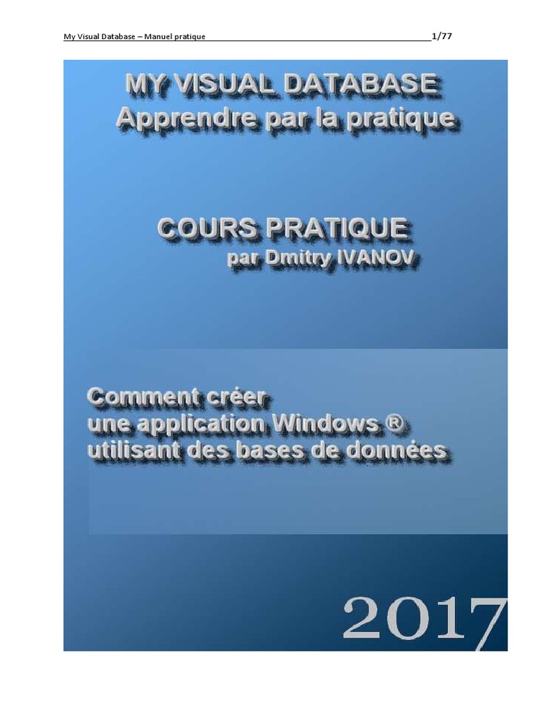 Manuel de My Visual Database | PDF | Application | Comptabilité