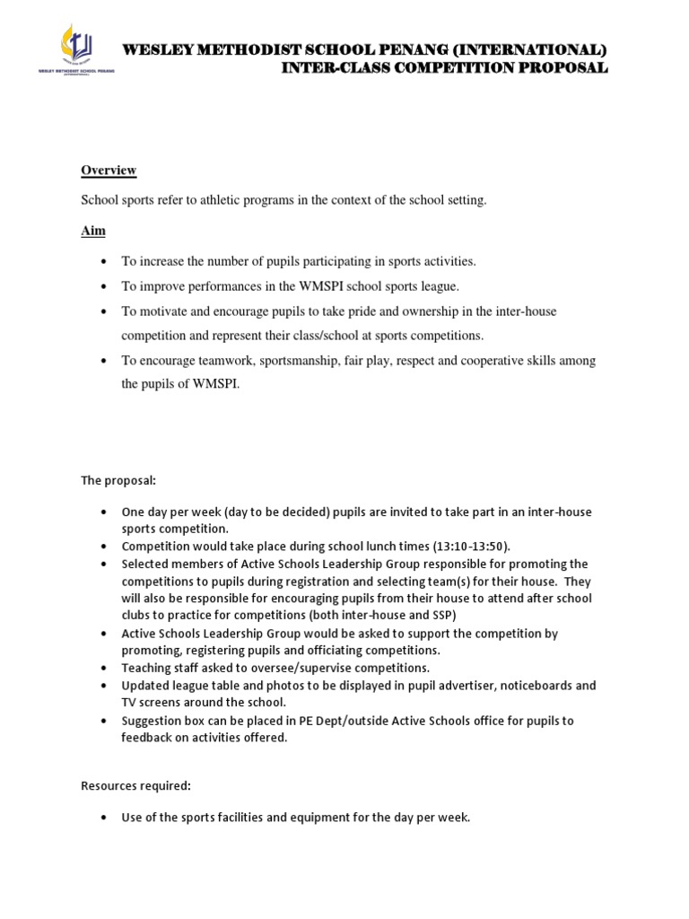 Inter-House Sports Competition Proposal | PDF | Sports | Competition
