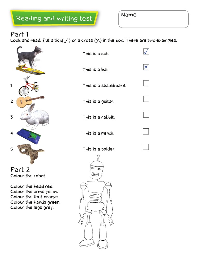 Reading and Writing Test PDF