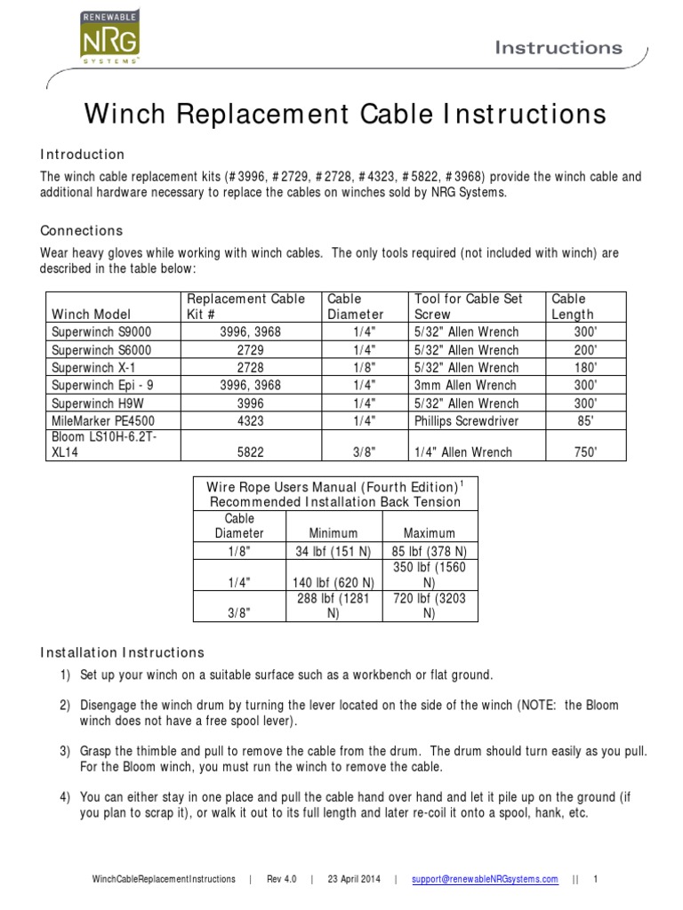 Winch Cable Replacement Guide | PDF | Wire | Rope