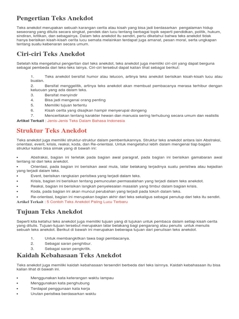Pengertian Teks Anekdot