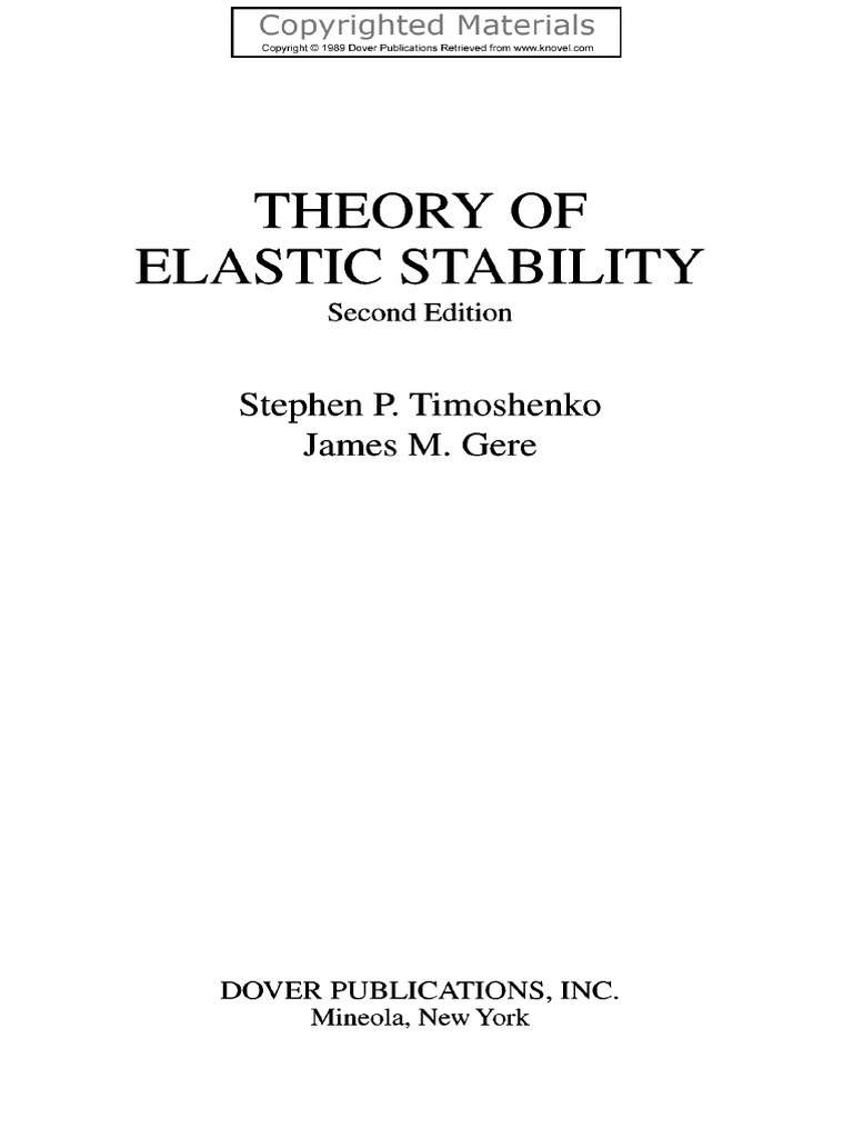 Theory of Elastic Stability: Stephen Timoshenko James Gere | PDF