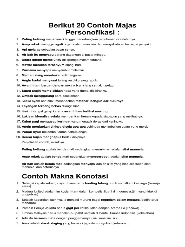 Berikut 20 Contoh Majas Personofikasi