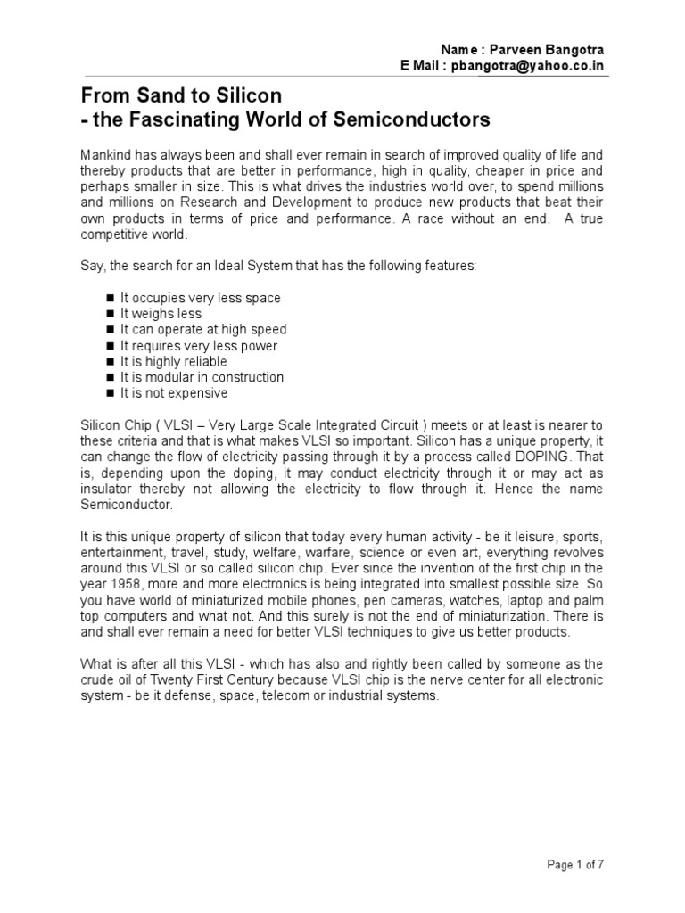 From Sand To Silicon - The Fascinating World of Semiconductors | PDF ...