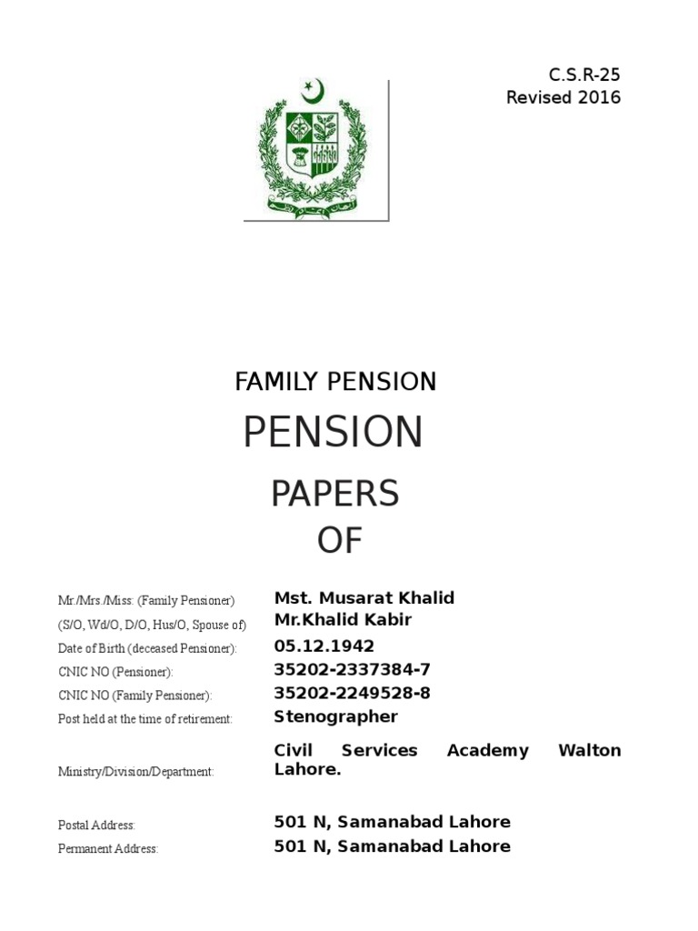 Pension Papers Death After Retirement | PDF | Government | Service ...