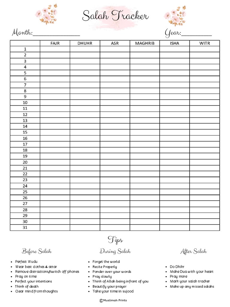 salah tracker pdf printable | pdf | career & growth