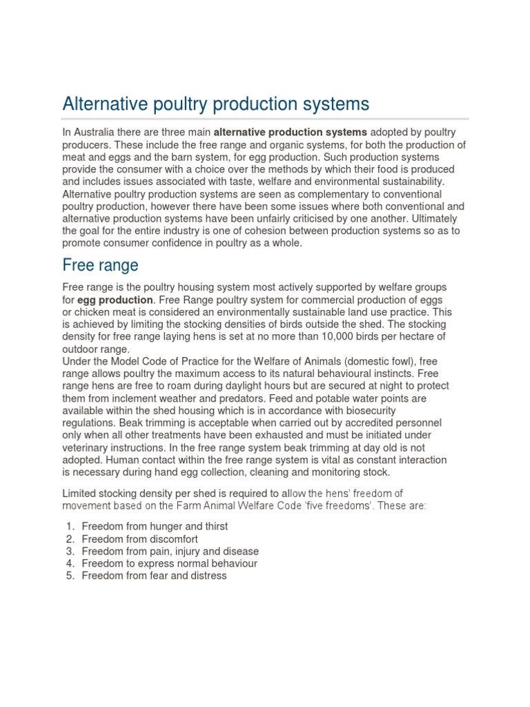 Alternative Poultry Production Systems | PDF | Chicken | Poultry Farming