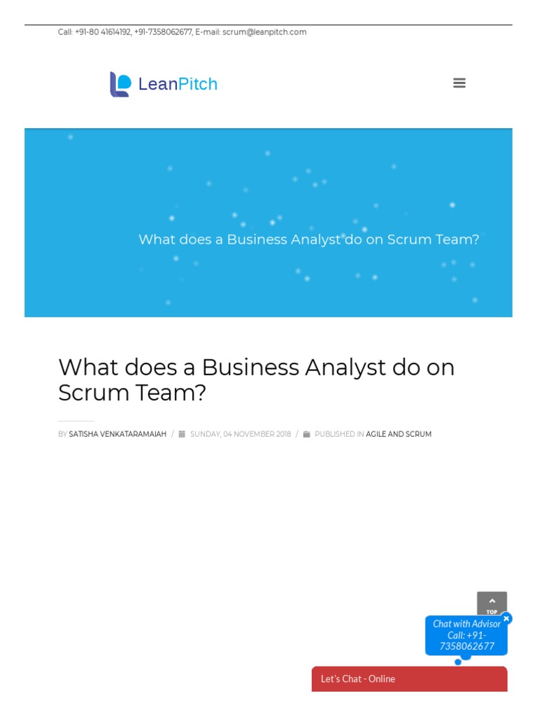 Role Of Business Analyst In Scrum Team Pdf Business Analysis