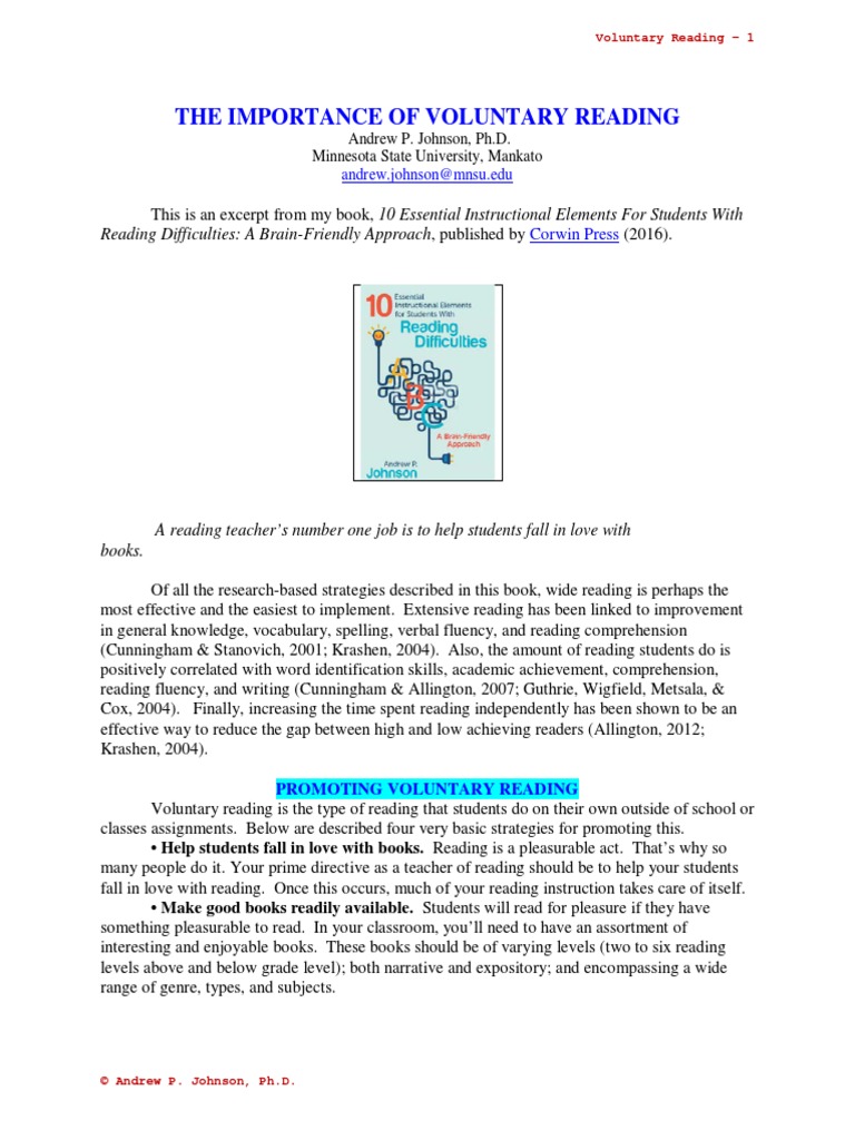 The Importance of Voluntary Reading: Reading Difficulties: A Brain ...