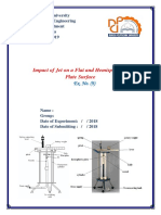 Impact of Jet On A Flat and Hemispherical Plate Surface: Ex. No.