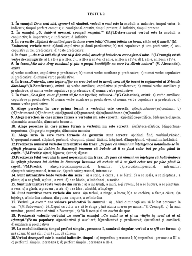 Testul 2 | PDF