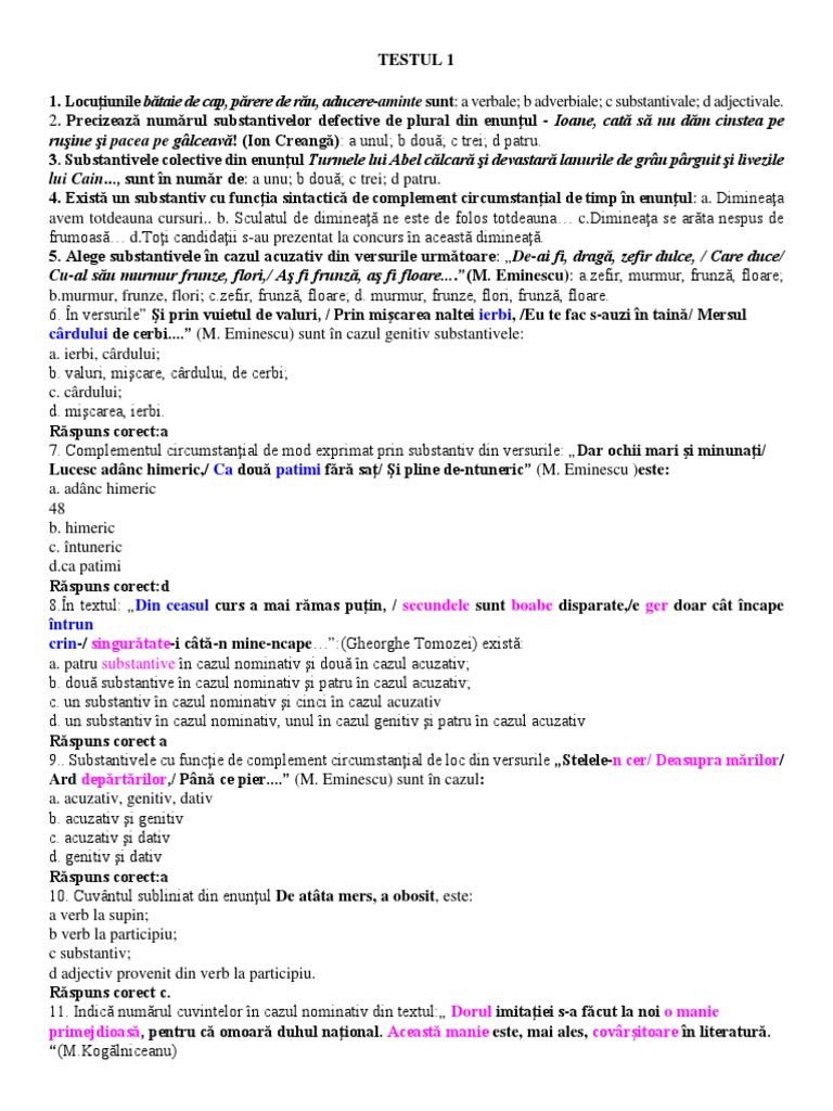 Testul 1 | PDF