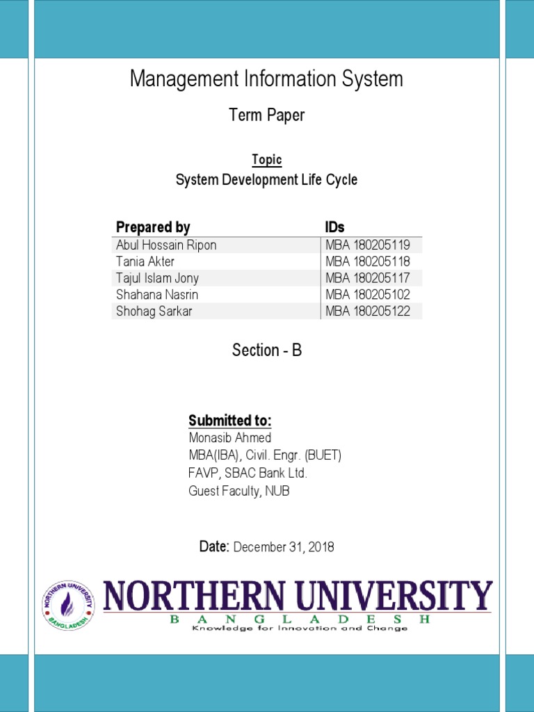 Mis Termpaper On SDLC | PDF | Prototype | Software Development
