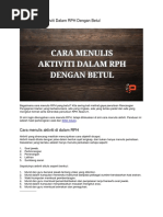 Cara Menulis Aktiviti Dalam RPH Dengan Betul