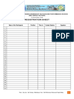 Registration Sheet: Three-Day Live-Out Training-Workshop On Year-End Performance Review and Target Setting