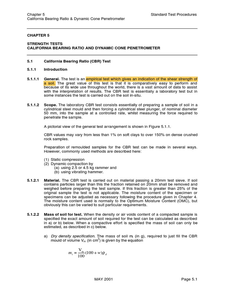 California Bearing Ratio (CBR) Test | PDF | Density | Soil