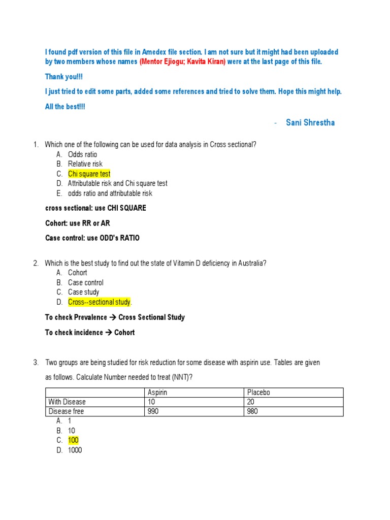 06 Mcq Exams Pdf Sensitivity And Specificity Cohort Study