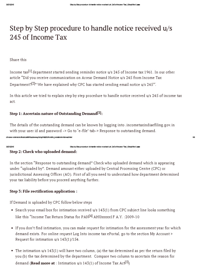 Responding to Income Tax Notice u/s 245 | PDF | Income Tax | Taxes