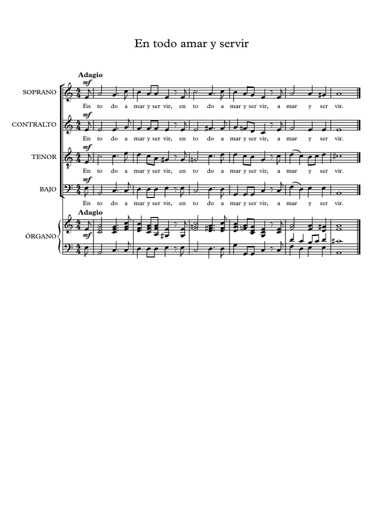En Todo Amar Y Servir Partitura Completa