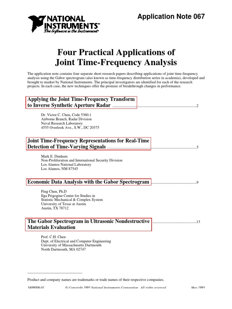 Four Practical Applications of Joint Time-Frequency Analysis | PDF ...